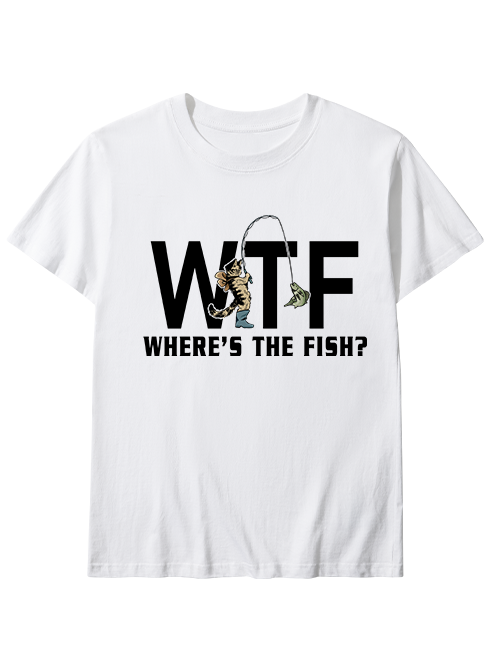 WTF Funny Cowboy Cat Fishing  Unisex Classic Cotton Tee