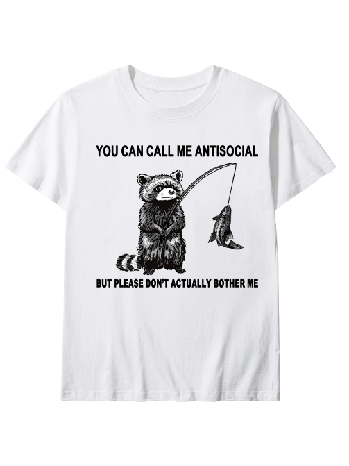 Antisocial Raccoon Fishing Humor  Unisex Classic Cotton Tee
