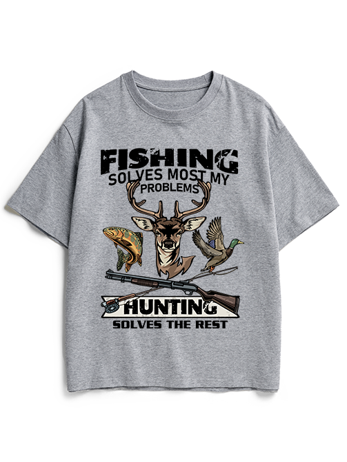 Fishing Solves Most My Problems Hunting Solves The Rest Heavyweight Cotton T-Shirt