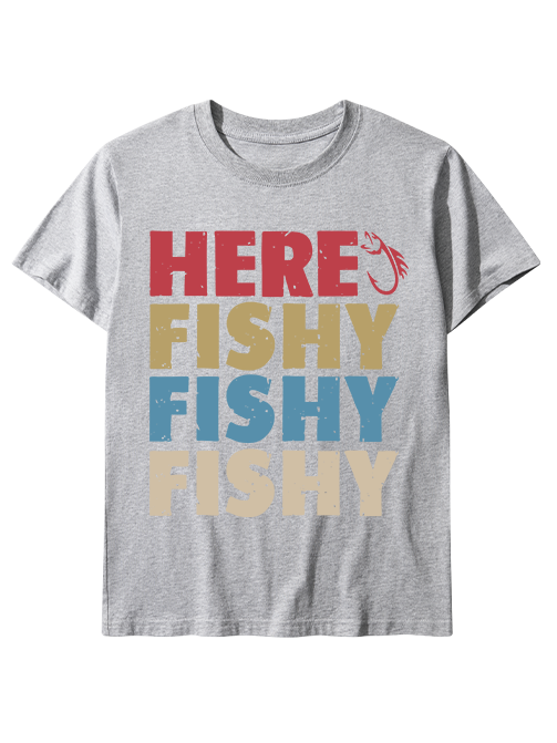 Here Fishy Fishy Fishy Playful And Colorful Unisex Classic Cotton Tee