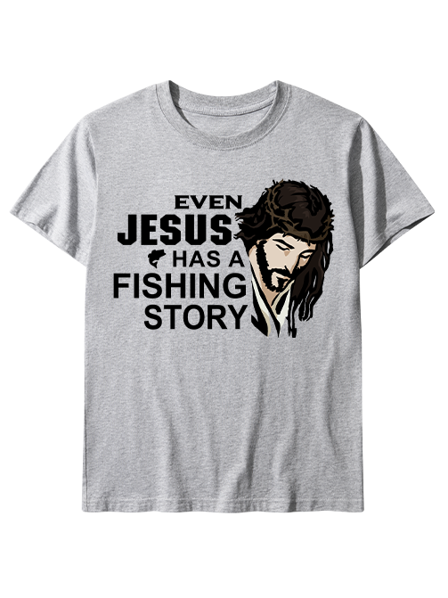Even Jesus Has a Fishing Story Artistic Portrait Unisex Classic Cotton Tee
