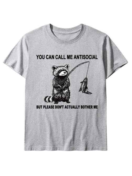 Antisocial Raccoon Fishing Humor  Unisex Classic Cotton Tee