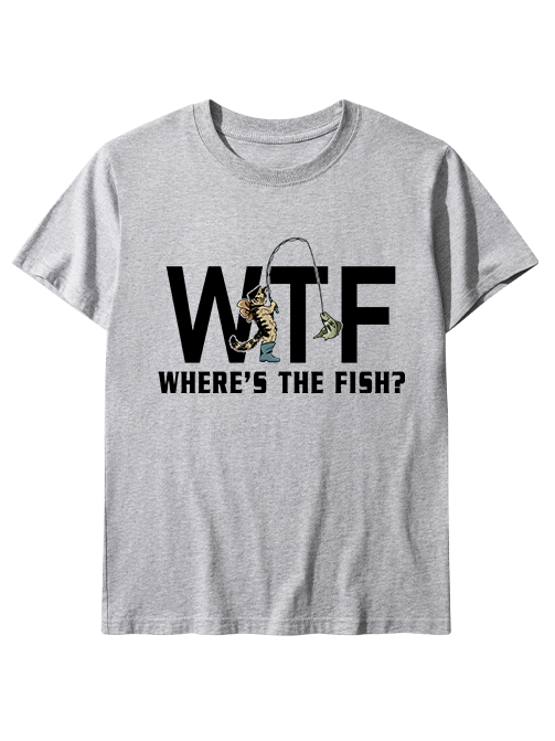 WTF Funny Cowboy Cat Fishing  Unisex Classic Cotton Tee