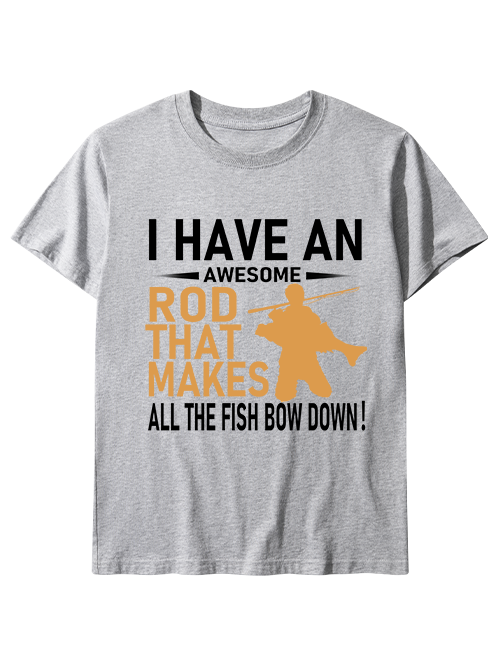 I Have an Awesome Rod Funny Male Angler Unisex Classic Cotton Tee