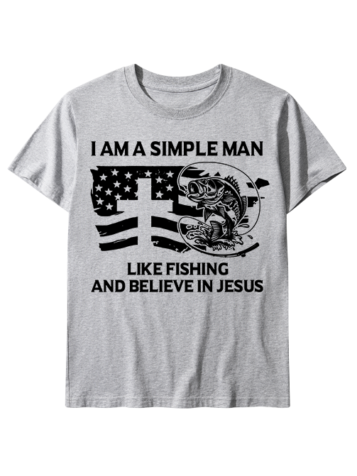 Simple Man Like Fishing And Believe In Jesus Unisex Classic Cotton Tee