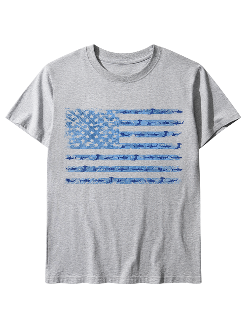 Patriotic Angler American Flag Fishing Unisex Classic Cotton Tee