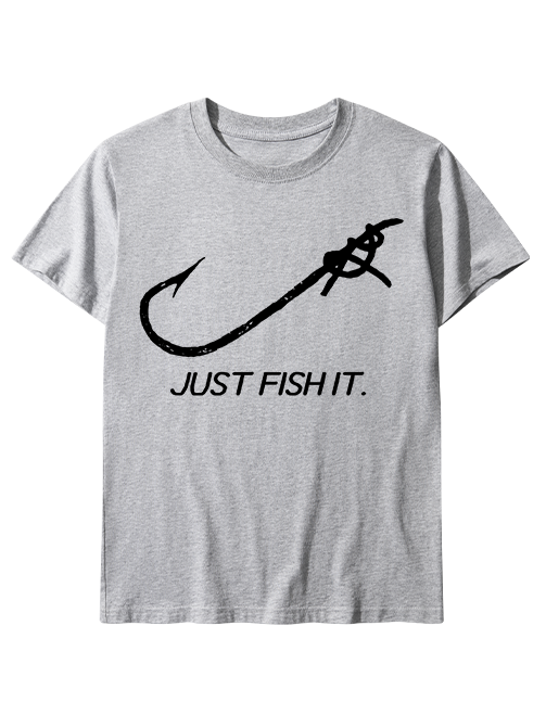 Just Fish It Minimalist Fishing Hook Unisex Classic Cotton Tee