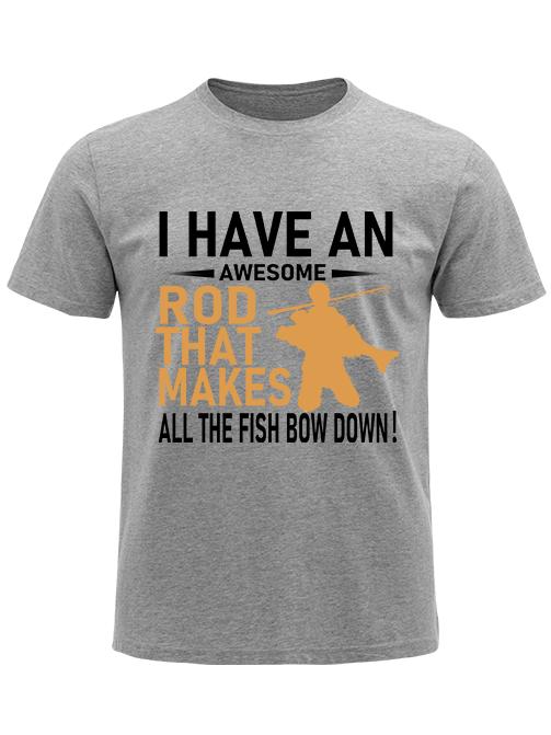 I Have an Awesome Rod Funny Male Angler Unisex Classic Cotton Tee