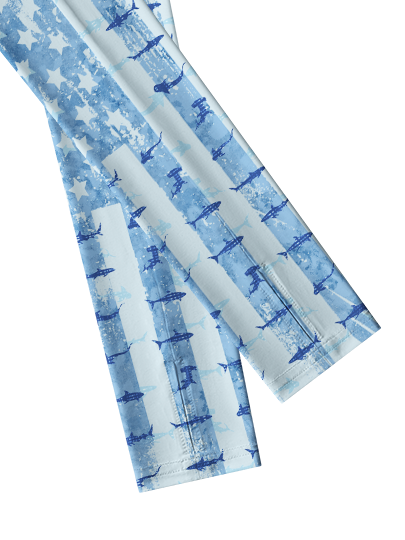 Patriotic Shark Silhouette Hawaiian Full Print Sun Protection Arm Sleeves
