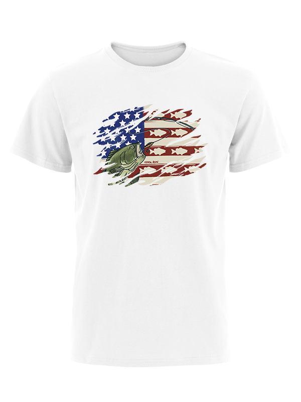 Patriotic Bass Fishing Vintage Cotton Tee