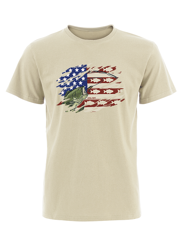 Patriotic Bass Fishing Vintage Cotton Tee