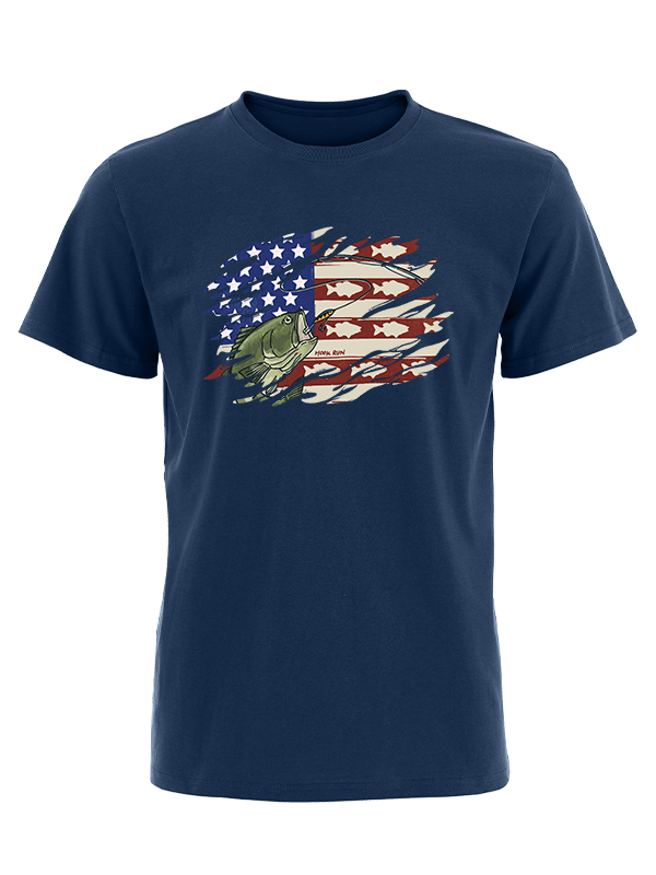 Patriotic Bass Fishing Vintage Cotton Tee
