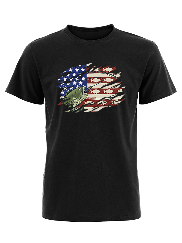 Patriotic Bass Fishing Vintage Cotton Tee