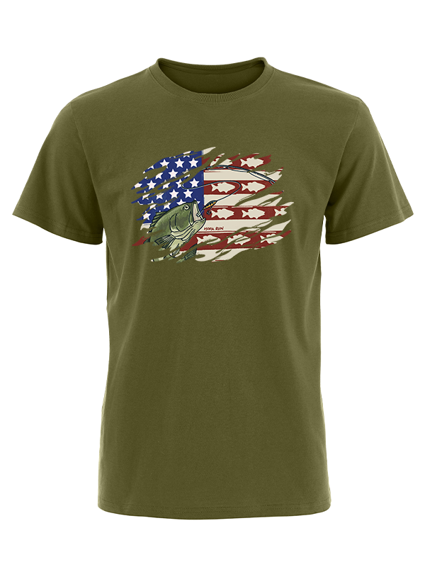 Patriotic Bass Fishing Vintage Cotton Tee