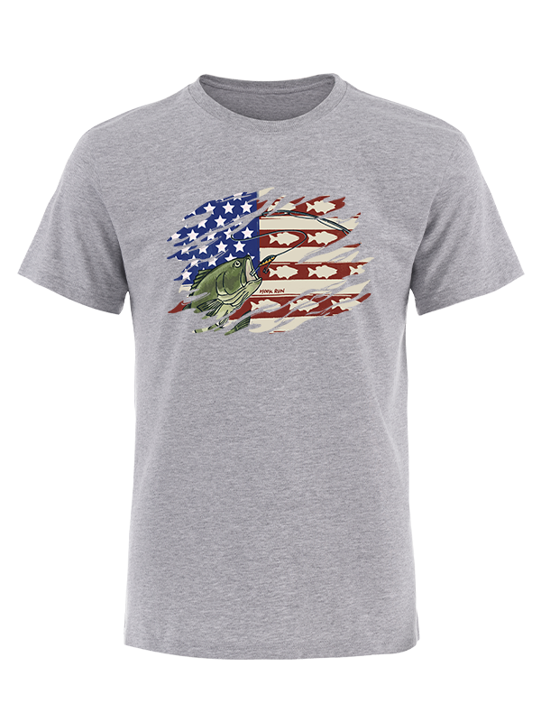 Patriotic Bass Fishing Vintage Cotton Tee