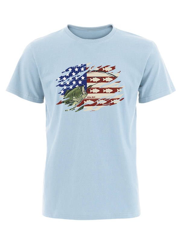 Patriotic Bass Fishing Vintage Cotton Tee