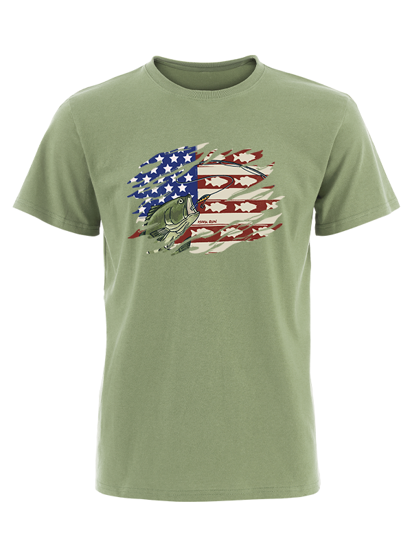 Patriotic Bass Fishing Vintage Cotton Tee