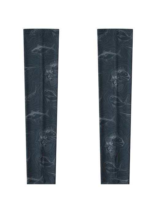 Saltwater Fish and Contour Map Minimalist Full Print Sun Protection Arm Sleeves