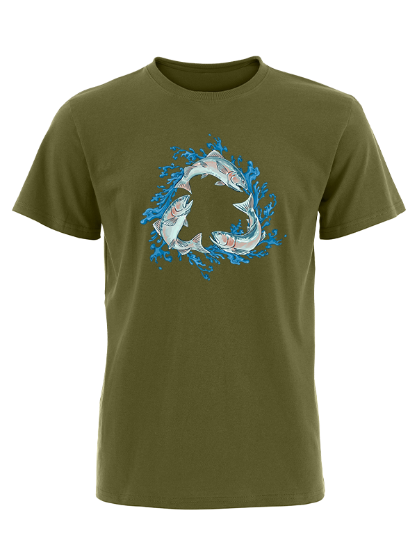 Salmon Circle of Life Vintage Cotton Tee