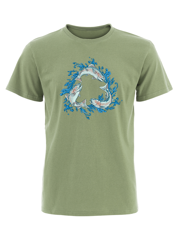 Salmon Circle of Life Vintage Cotton Tee