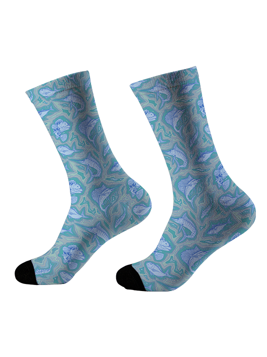 Key West Fish Set Full Print Fishing Socks