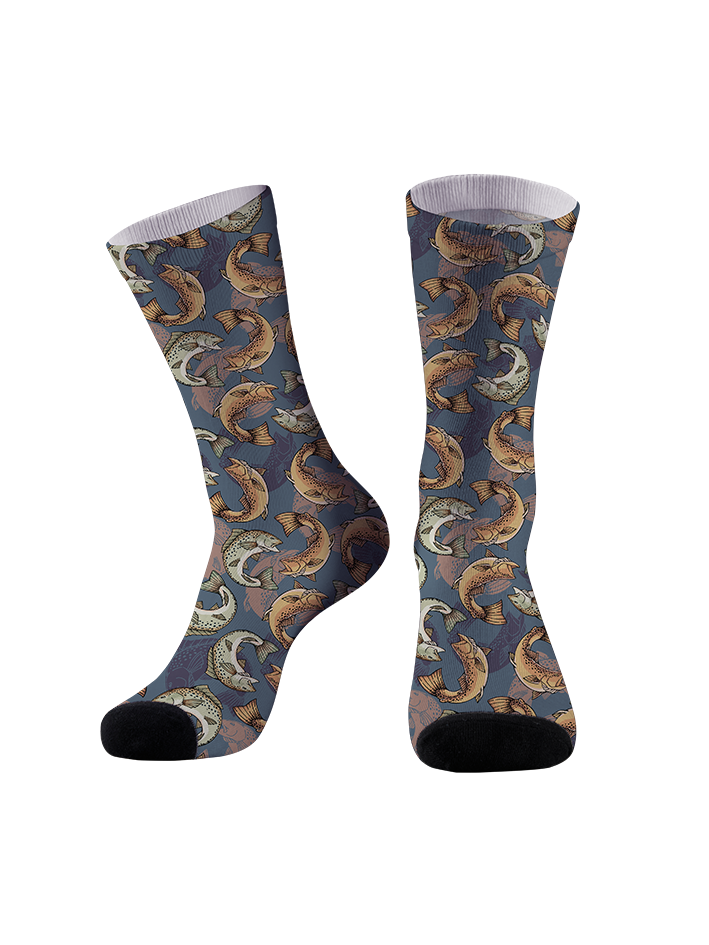 Trout Play Harbor Full Print Fishing Socks