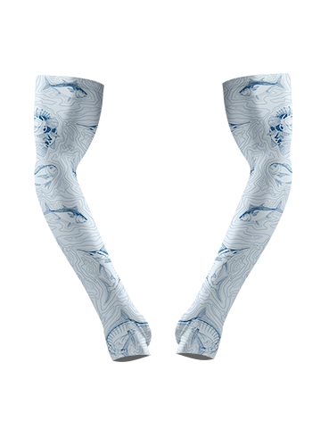 Saltwater Fish and Contour Map Minimalist Full Print Sun Protection Arm Sleeves