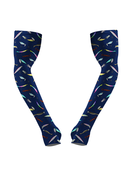 Refreshing Fishing Lure Full Print Sun Protection Arm Sleeves