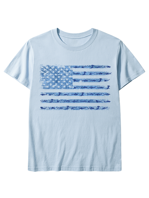 Patriotic Angler American Flag Fishing Unisex Classic Cotton Tee