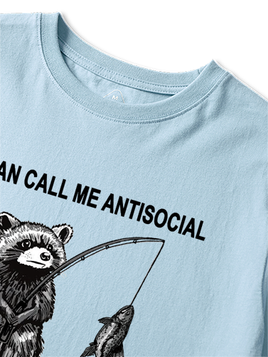 Antisocial Raccoon Fishing Humor  Unisex Classic Cotton Tee