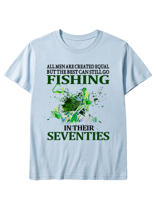 Fishing in Their Seventies Inspirational Unisex Classic Cotton Tee