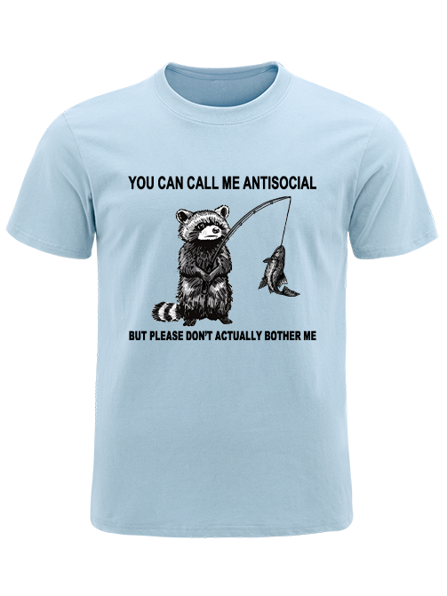 Antisocial Raccoon Fishing Humor  Unisex Classic Cotton Tee