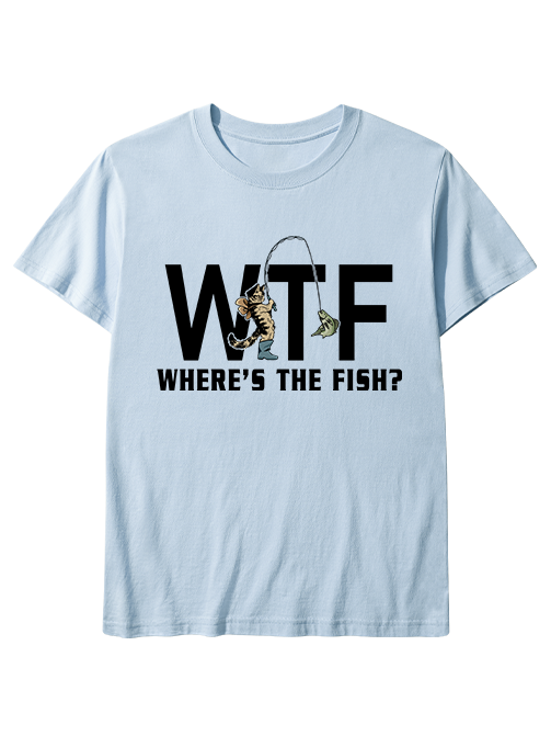 WTF Funny Cowboy Cat Fishing  Unisex Classic Cotton Tee