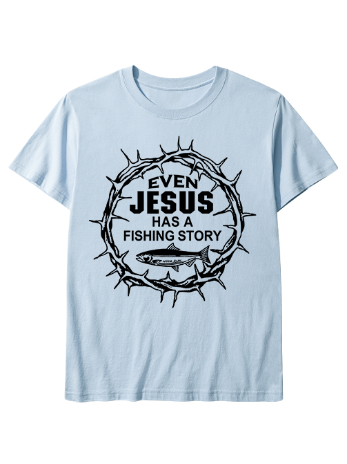 Jesus Fishing Story Crown of Thorns Unisex Classic Cotton Tee