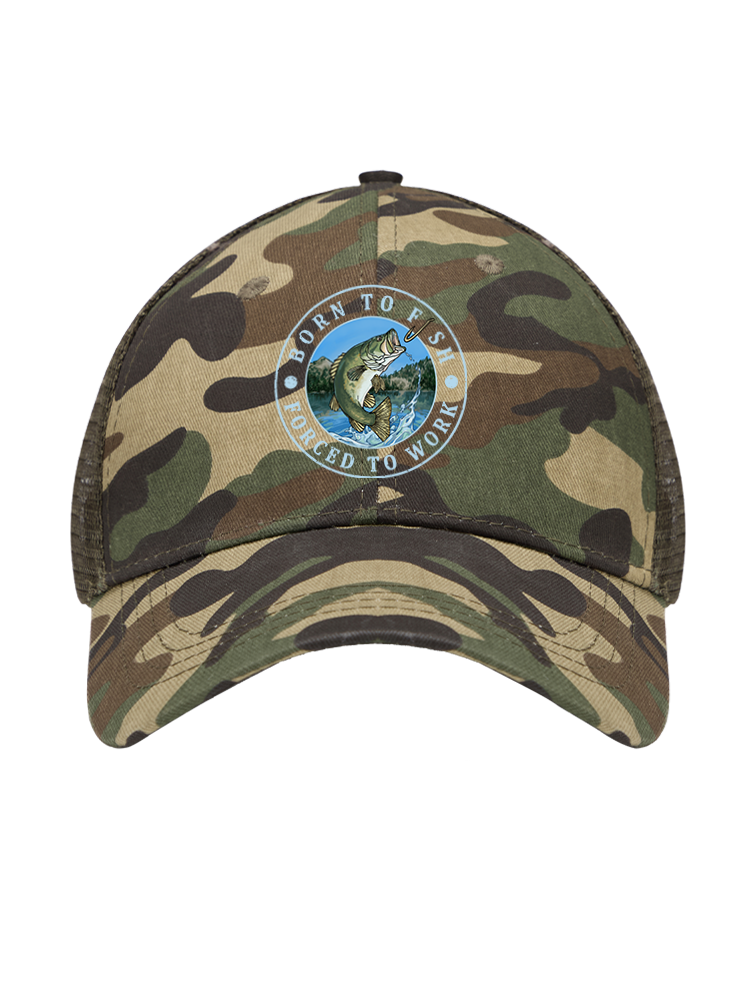 Born to Fish Mesh Velcro Hat