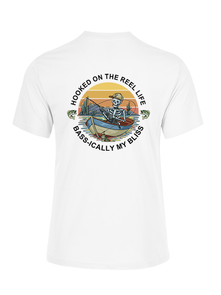 Skeleton Fishing Humor Unisex Cotton Tee