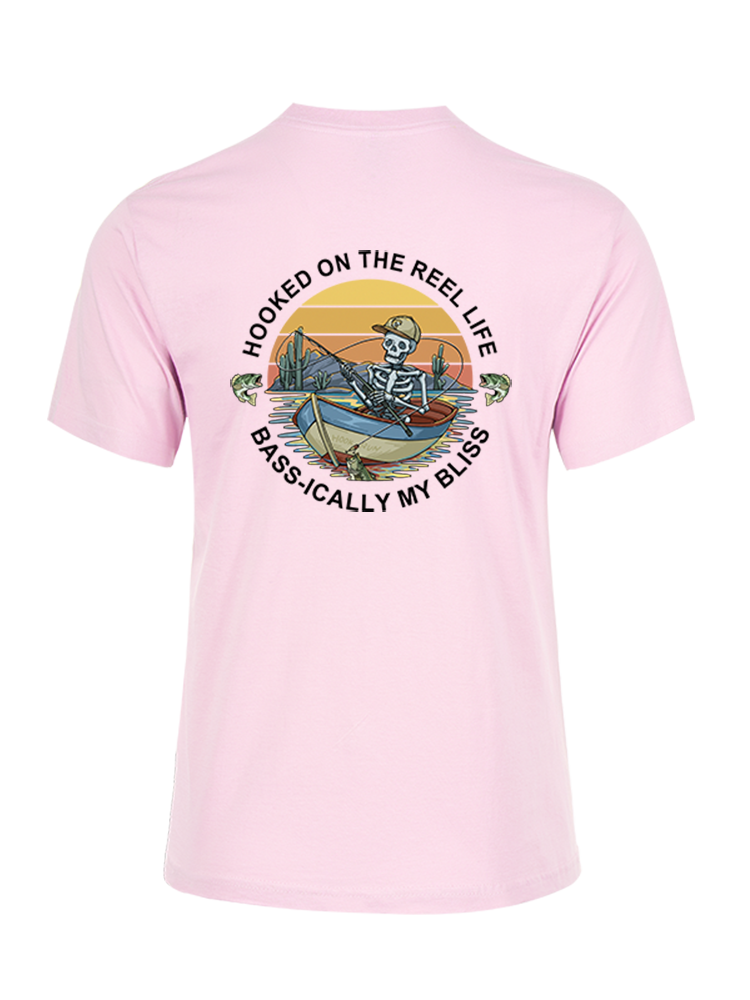 Skeleton Fishing Humor Unisex Cotton Tee