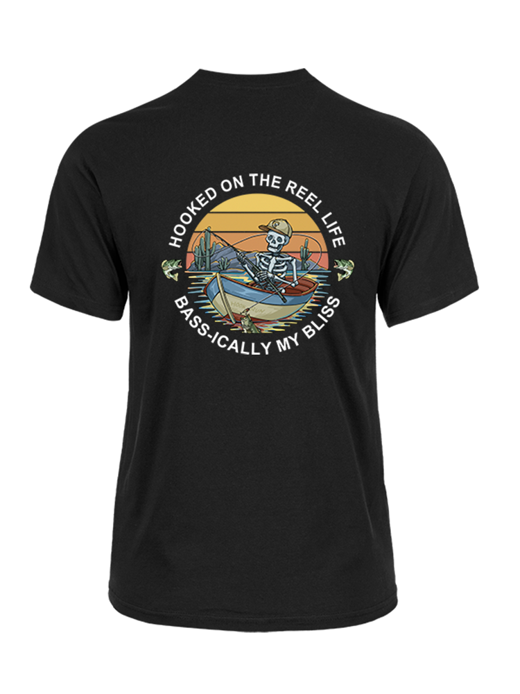 Skeleton Fishing Humor Unisex Cotton Tee