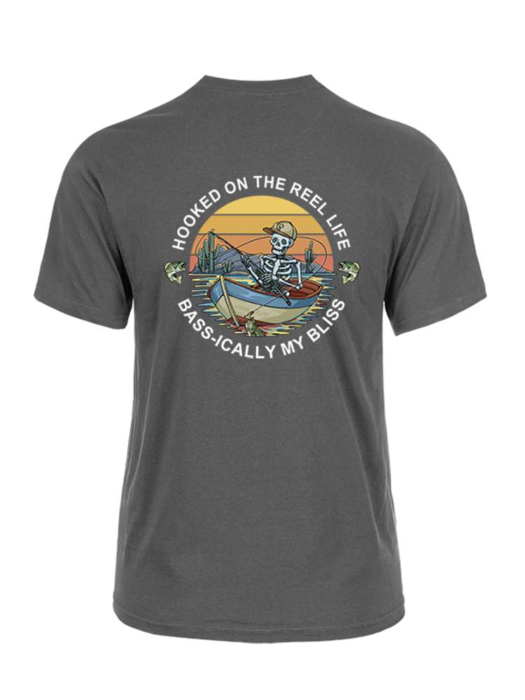 Skeleton Fishing Humor Unisex Cotton Tee