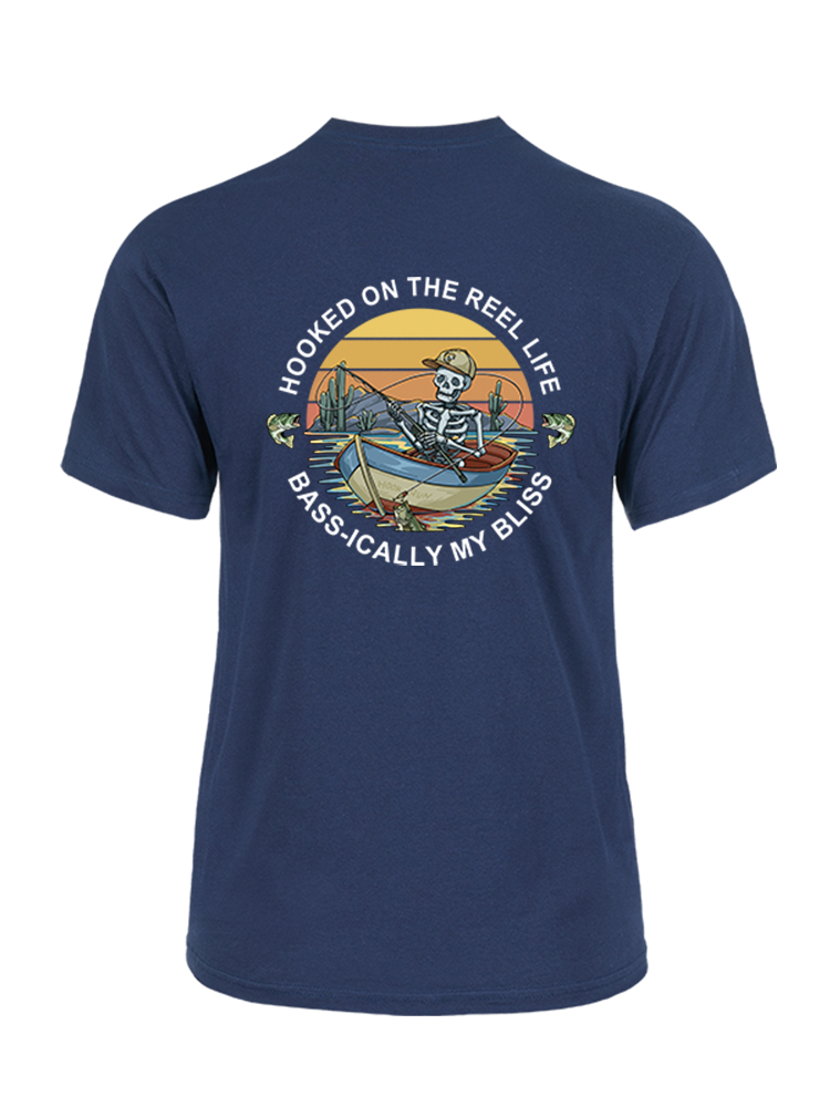 Skeleton Fishing Humor Unisex Cotton Tee