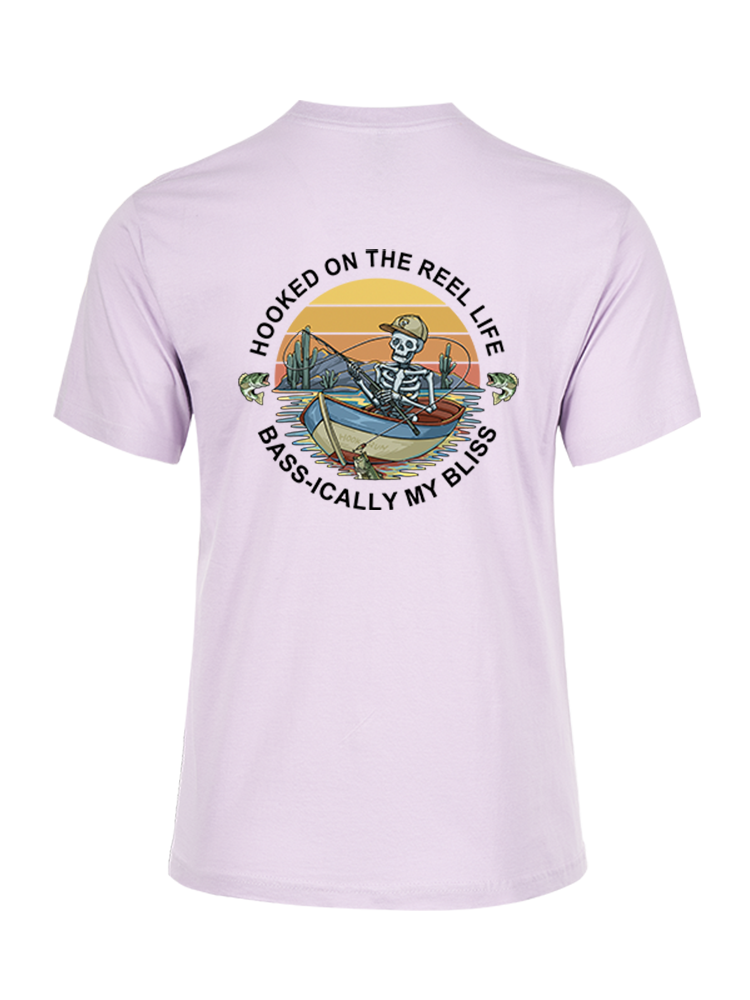 Skeleton Fishing Humor Unisex Cotton Tee