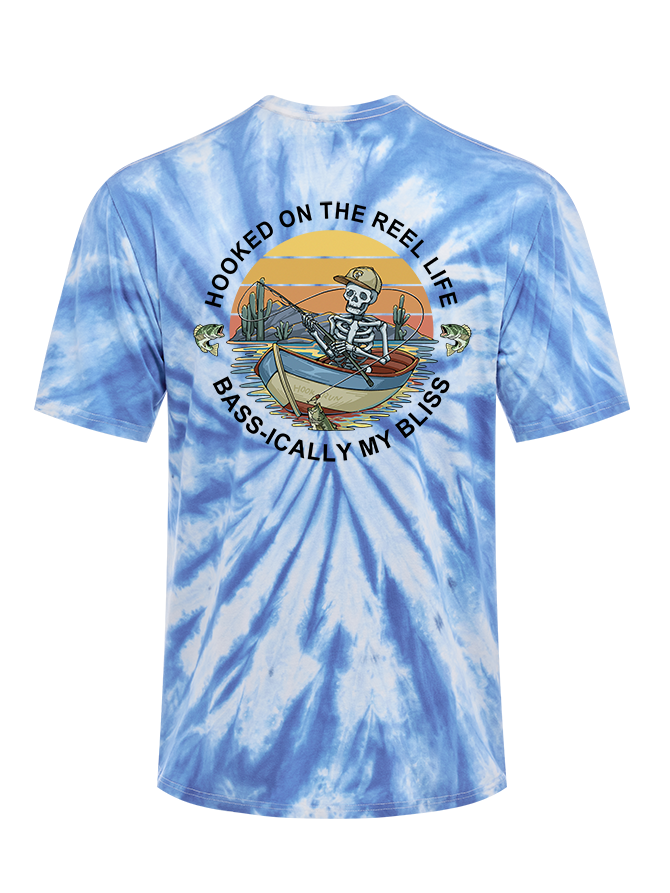 Skeleton Fishing Humor Tie Dye Tee