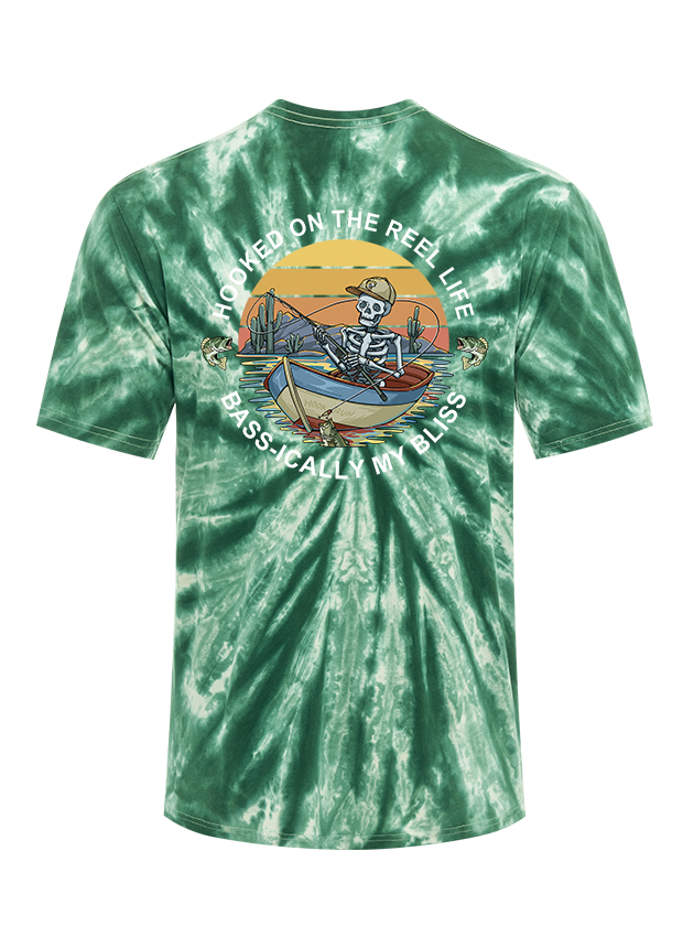 Skeleton Fishing Humor Tie Dye Tee