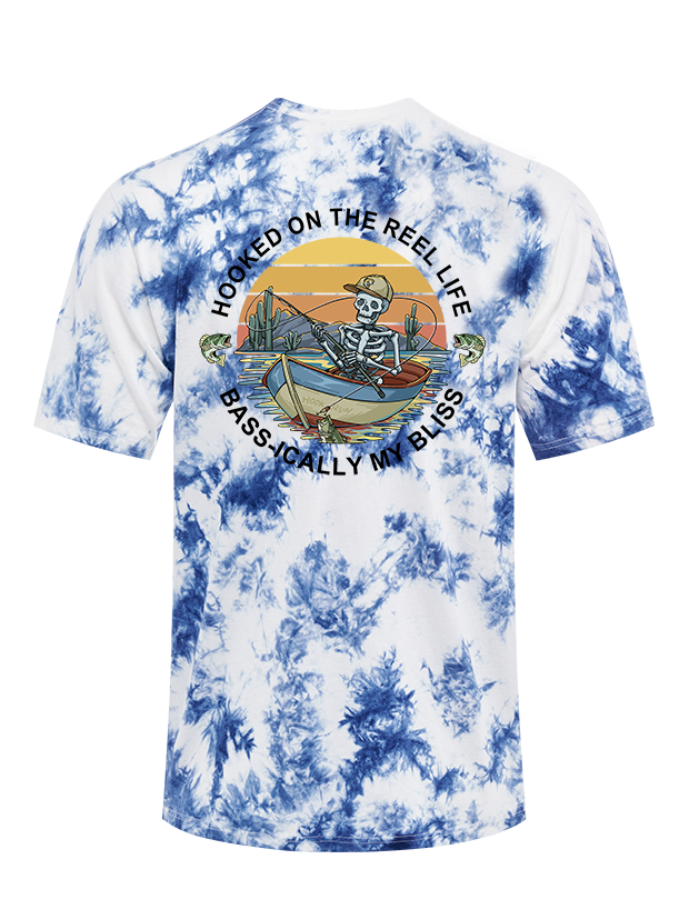 Skeleton Fishing Humor Tie Dye Tee