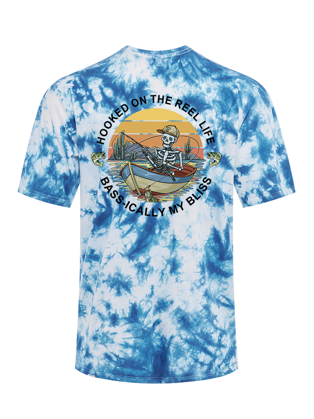 Skeleton Fishing Humor Tie Dye Tee