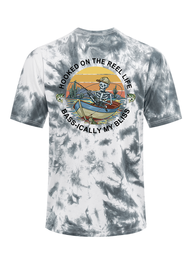 Skeleton Fishing Humor Tie Dye Tee