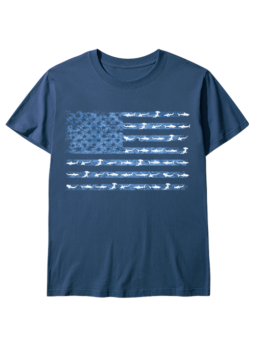 Patriotic Angler American Flag Fishing Unisex Classic Cotton Tee