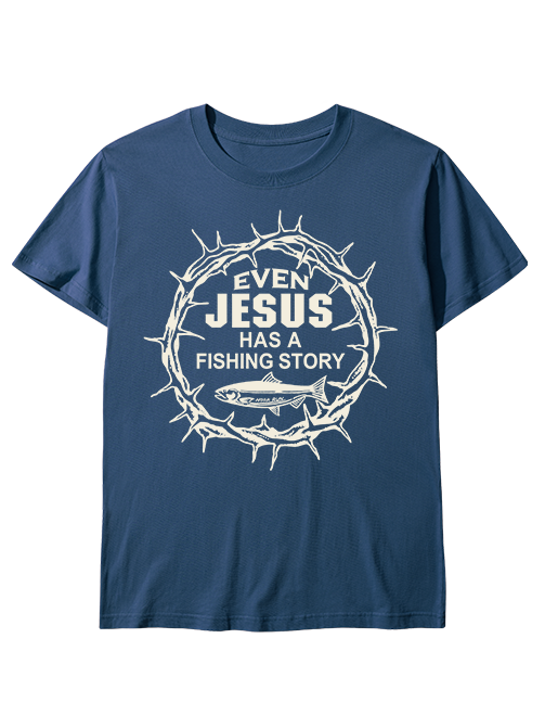 Jesus Fishing Story Crown of Thorns Unisex Classic Cotton Tee