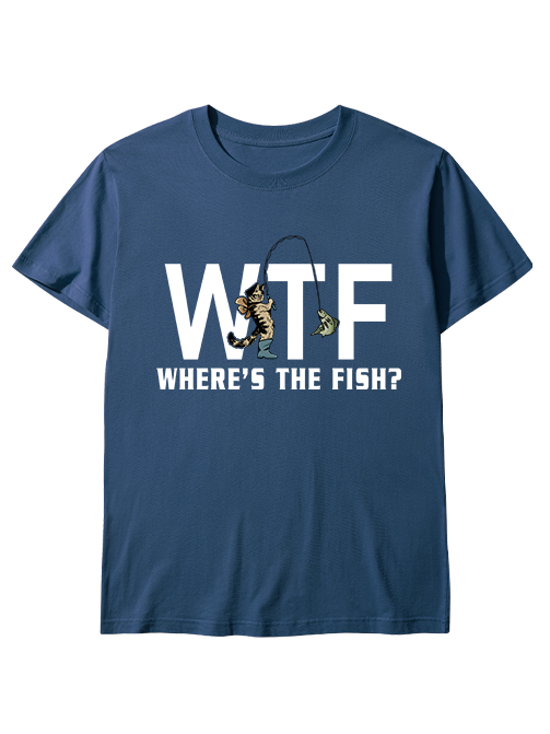 WTF Funny Cowboy Cat Fishing  Unisex Classic Cotton Tee