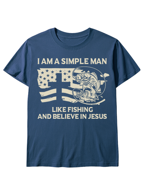 Simple Man Like Fishing And Believe In Jesus Unisex Classic Cotton Tee